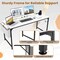 Costway 60" Modern Computer Desk with Charging Station with Storage Bag & Headphone Hook White